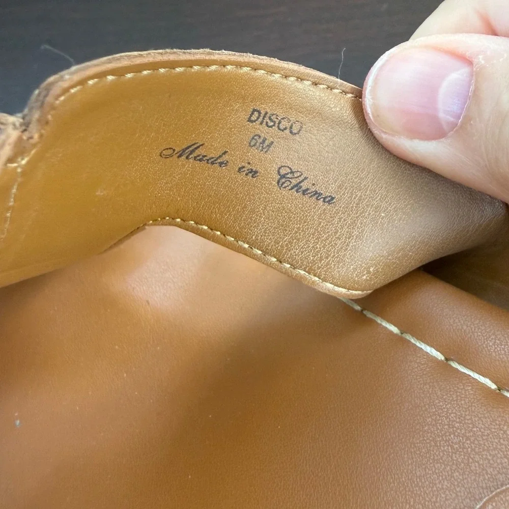 Donald‎ Pliner Disco Tan Snake Embossed Raffia Look Platform Slide Sandals 6M
